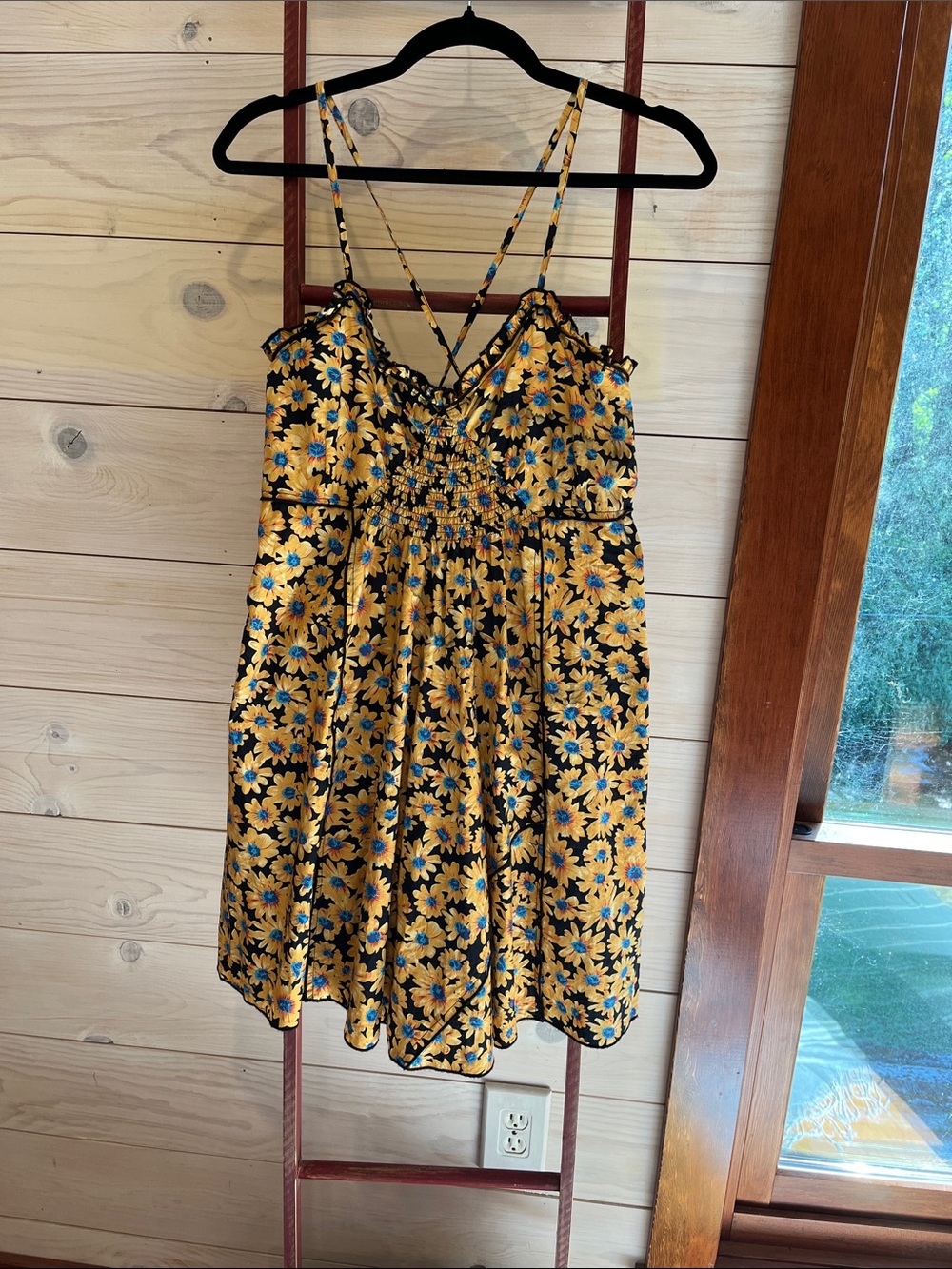 Topshop Yellow Floral Mini Dress with Blue Accents